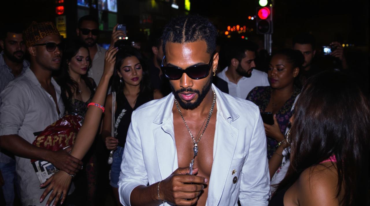 某顶流明星深夜现身酒吧，与神秘异性亲密互动引发热议